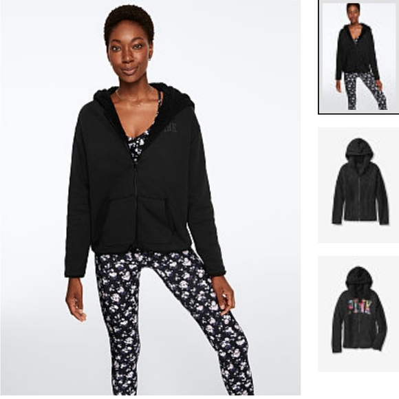 💕VS Pink Sherpa Full Zip - Picture 2 of 4